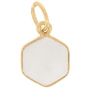 Pendentif hexagone facetté 15x11 mm - Argent 925 Doré à l'or fin - Pierre de lune|raw }}