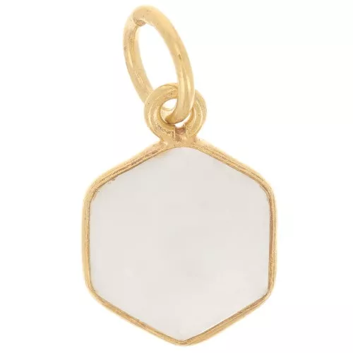 Pendentif hexagone facetté 15x11 mm - Argent 925 Doré à l'or fin - Pierre de lune