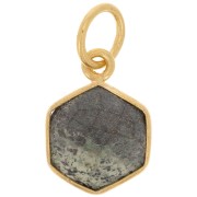 Pendentif hexagone facetté 15x11mm Argent 925 Doré à l'or fin- Turquoise Africaine|raw }}