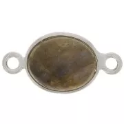 Intercalaire ovale en pierre gemme 13x8 mm - Argent 925 - Labradorite x1