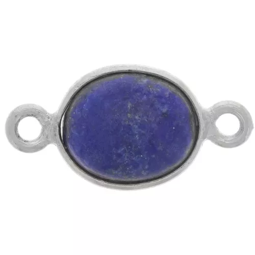 Intercalaire ovale en pierre gemme 13x8 mm - Argent 925 - Lapis lazuli x1