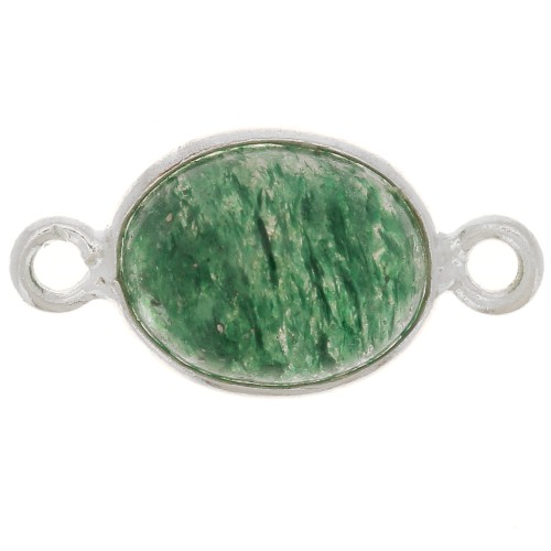Intercalaire ovale en pierre gemme 13x8 mm - Argent 925 - Aventurine x1