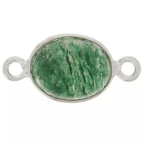 Intercalaire ovale en pierre gemme 13x8 mm - Argent 925 - Aventurine x1