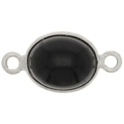 Intercalaire ovale en pierre gemme 13x8 mm - Argent 925 - Onyx noir x1|raw }}