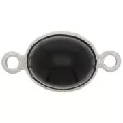 Intercalaire ovale en pierre gemme 13x8 mm - Argent 925 - Onyx noir x1