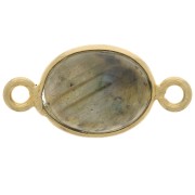 Intercalaire ovale en pierre gemme 13x8 mm - Argent 925 Doré Or fin - Labradorite|raw }}