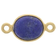 Intercalaire ovale en pierre gemme 13x8 mm - Argent 925 Doré Or fin - Lapis lazuli|raw }}