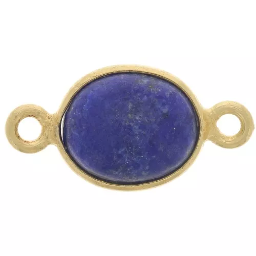 Intercalaire ovale en pierre gemme 13x8 mm - Argent 925 Doré Or fin - Lapis lazuli