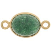 Intercalaire ovale en pierre gemme 13x8 mm - Argent 925 Doré Or fin - Aventurine|raw }}