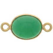 Intercalaire ovale pierre gemme teintée 13x8mm Argent 925 Doré Or fin - Onyx vert|raw }}