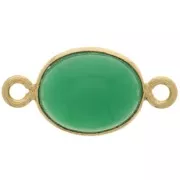 Intercalaire ovale pierre gemme teintée 13x8mm Argent 925 Doré Or fin - Onyx vert