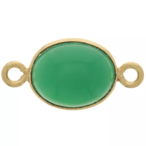 Intercalaire ovale pierre gemme teintée 13x8mm Argent 925 Doré Or fin - Onyx vert