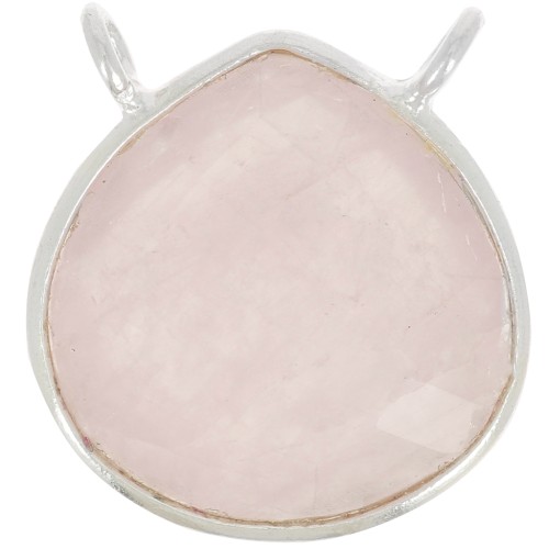 Intercalaire goutte facetté pour collier 17x16 mm - Argent 925 - Quartz rose x1