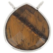 Intercalaire goutte facetté pour collier 17x16 mm - Argent 925 - Oeil de tigre x1|raw }}