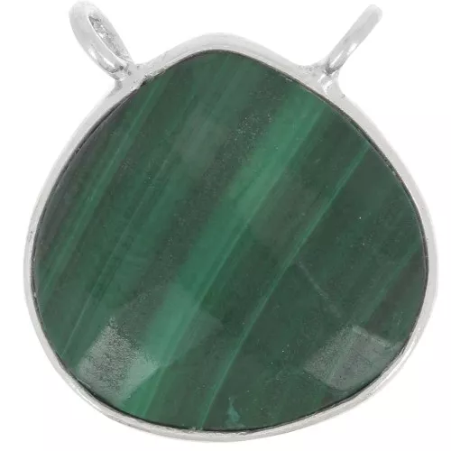 Intercalaire goutte facetté pour collier 17x16 mm - Argent 925 - Malachite x1