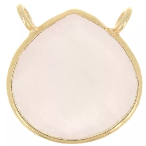 Intercalaire collier goutte facetté 17x16mm - Argent 925 Doré Or fin - Quartz rose
