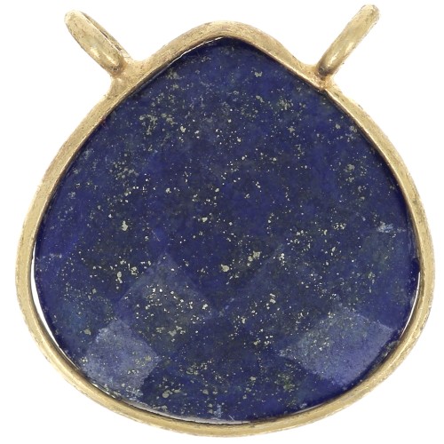 Intercalaire collier goutte facetté 17x16 mm Argent 925 Doré Or fin - Lapis lazuli
