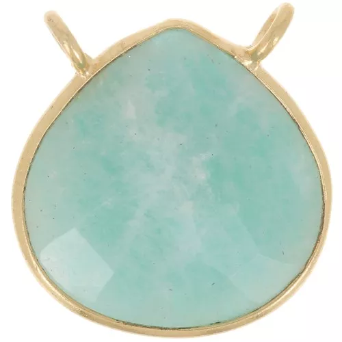 Intercalaire collier goutte facetté 17x16 mm - Argent 925 Doré Or fin - Amazonite