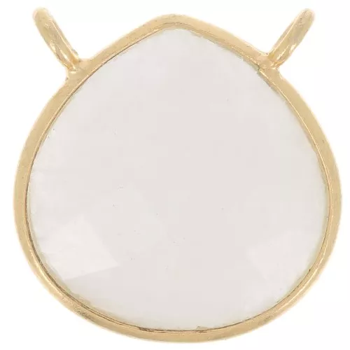Intercalaire collier goutte facetté 17x16 mm Argent 925 Doré Or fin Pierre de lune