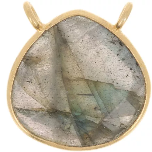 Intercalaire collier goutte facetté 17x16 mm Argent 925 Doré Or fin - Labradorite