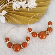 Perle en résine opaque effet mat 8 mm - Orange clair x1