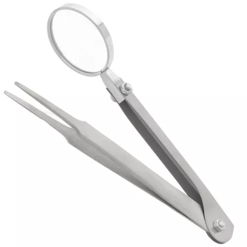 Pince brucelle de précision 12 cm avec loupe by Perles&Co x1