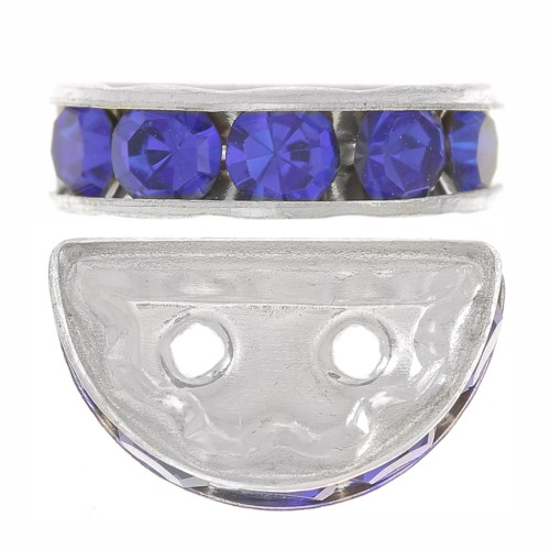 Rondelle Demi-Lune 14x8 mm argentée Sapphire x1