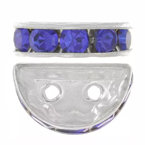 Rondelle Demi-Lune 14x8 mm argentée Sapphire x1