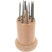 Support de rangement rond en bois 16.5x9 cm pour limes aiguilles - Naturel x1