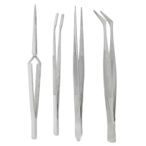 Set de 4 pinces brucelles de précision 12 cm