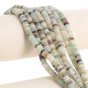 Perles rondelles - Heishi en pierre gemme  6.5x2 mm - Amazonite x38cm