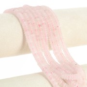 Perles Heishi rondelles en pierre gemme 6.5x2 mm - Quartz rose x38cm