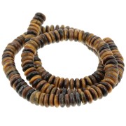 Perles Heishi rondelles en pierre gemme 6x2.5 mm - Oeil de tigre x37cm