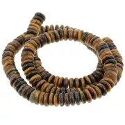 Perles Heishi rondelles en pierre gemme 6x2.5 mm - Oeil de tigre x37cm