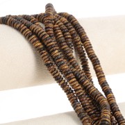 Perles Heishi rondelles en pierre gemme 6x2.5 mm - Oeil de tigre x37cm