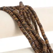 Perles Heishi rondelles en pierre gemme 6x2.5 mm - Oeil de tigre x37cm