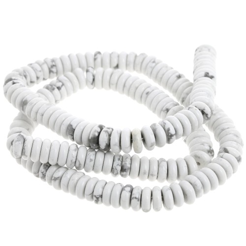 Perles Heishi rondelles en pierre gemme 6.5x2 mm - Howlite x38cm