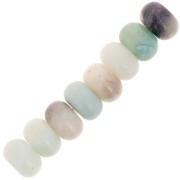 Perles rondelles - Heishi en pierre gemme 8x5 mm - Amazonite x15|raw }}
