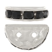 Rondelle Demi-Lune 14x8 mm argentée Jet x1