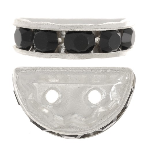 Rondelle Demi-Lune 14x8 mm argentée Jet x1