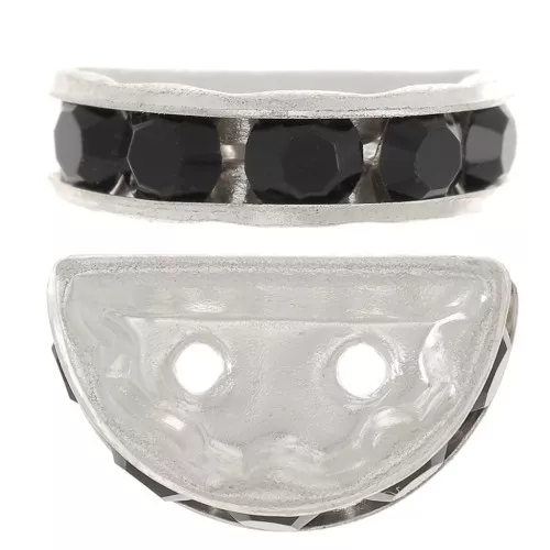 Rondelle Demi-Lune 14x8 mm argentée Jet x1