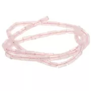 Perles tube en pierre gemme  6x3 mm - Quartz rose x38cm