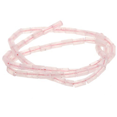 Perles tube en pierre gemme  6x3 mm - Quartz rose x38cm