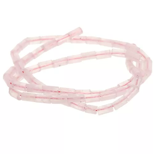 Perles tube en pierre gemme  6x3 mm - Quartz rose x38cm