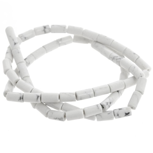 Perles tube en pierre gemme  6x3 mm - Howlite x38cm
