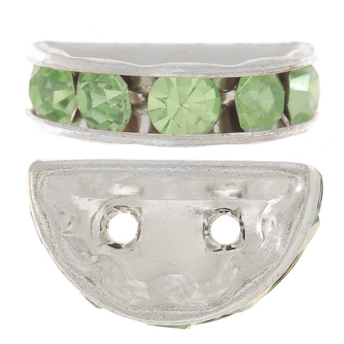 Rondelle Demi-Lune 14x8 mm argentée Peridot x1
