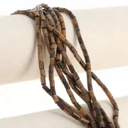 Perles tube en pierre gemme 6x3 mm - Oeil de tigre x38cm