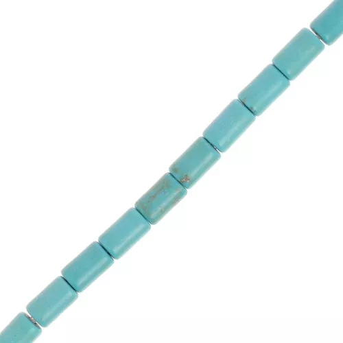 Perles tube en imitation pierre gemme 6.5x4 mm - Turquoise x38 cm