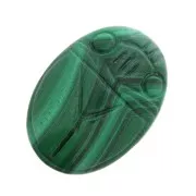Cabochon ovale gravé scarabée 18x13 mm en pierre gemme - Malachite x1