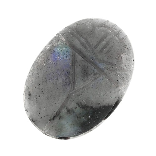 Cabochon ovale gravé scarabée 18x13 mm en pierre gemme - Labradorite x1